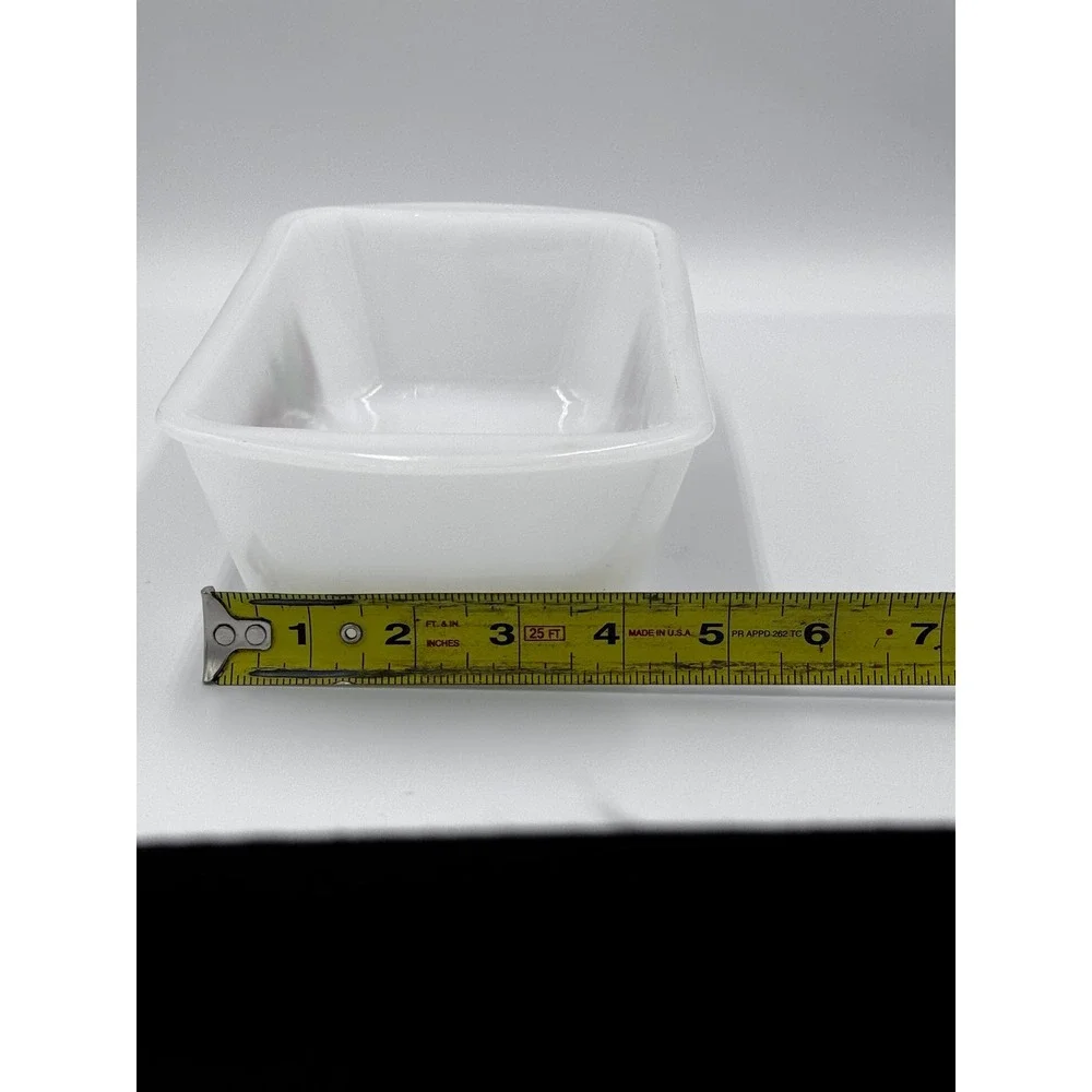Vintage Glasbake Vegetable Pattern Loaf Pan Milk glass 1.5 Quart Made In USA
